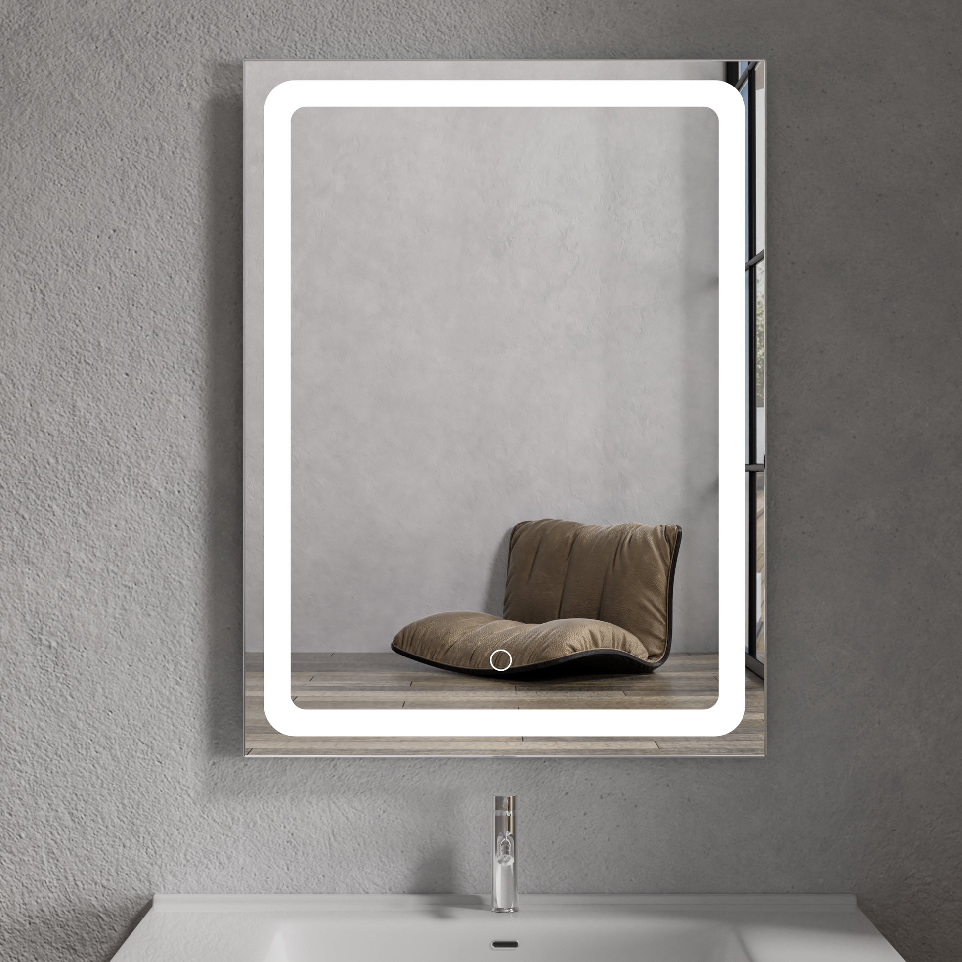 MaxxiBath K-207-F Anti-Fog LED Vanity Mirror with Adjustable Lighting, Touch Controls, and Aluminum Frame