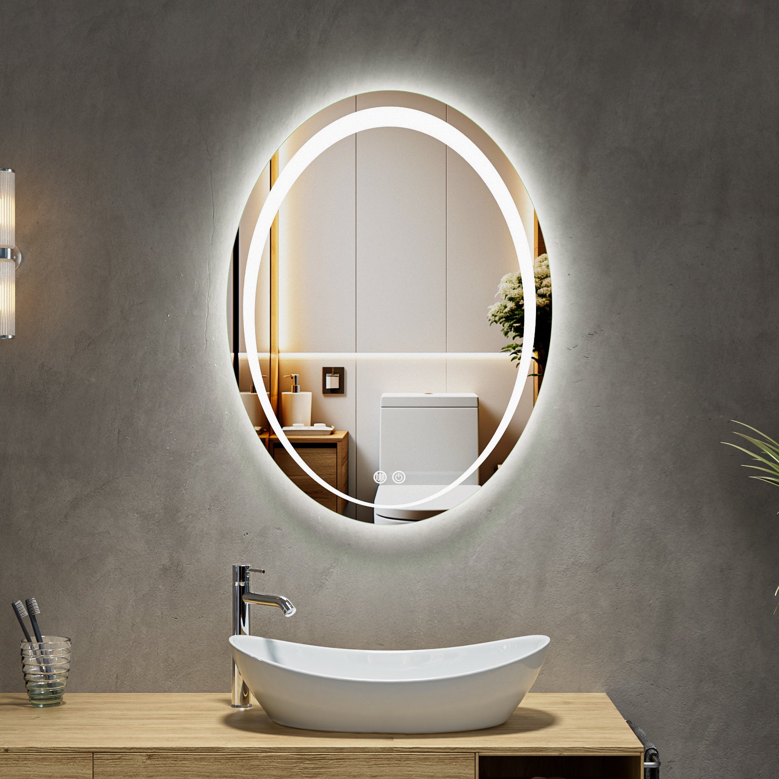 MaxxiBath K-503-S Sleek Anti-Fog LED Mirror with Smart Touch Controls and Energy-Efficient Lighting